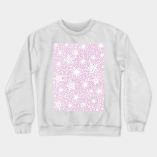 Sparkle Snowflake Pattern Design in Pastel Pink Background Crewneck Sweatshirt